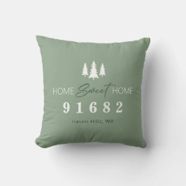 Sage Home Sweet Home Photo Zip Code クッション