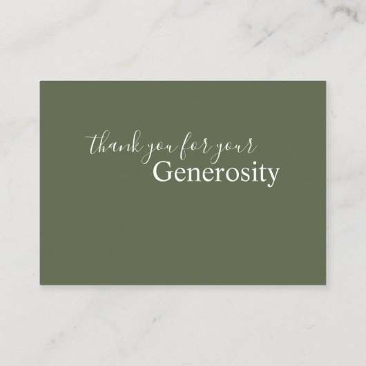 Sage Honeymoon Fund Registry Enclosure Card エンクロージャーカード (裏面)