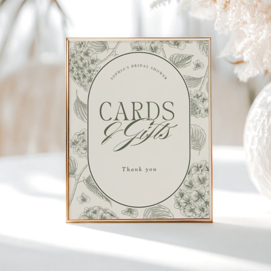 Sage Hydrangea Bridal Shower Cards Gifts ポスター