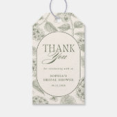 Sage Hydrangea Vintage Bridal Shower ギフトタグ (正面)