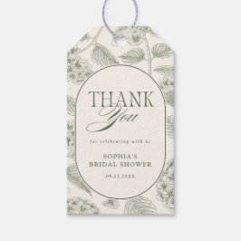Sage Hydrangea Vintage Bridal Shower ギフトタグ