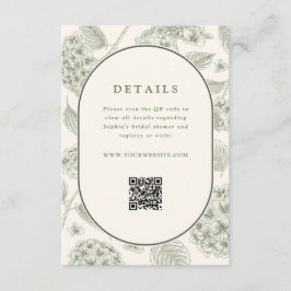 Sage Hydrangea Wedding Details QR Code  エンクロージャーカード