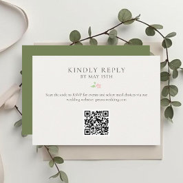 Sage & Ivory | Chic Floral QR RSVP Response Card