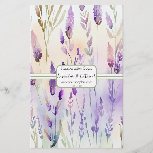 Sage & Lavendar水彩石鹸ラップ紙シート (正面)