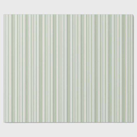 Sage (light, medium, dark) and White Stripes ラッピングペーパー (フラット)