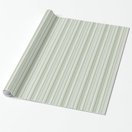 Sage (light, medium, dark) and White Stripes ラッピングペーパー