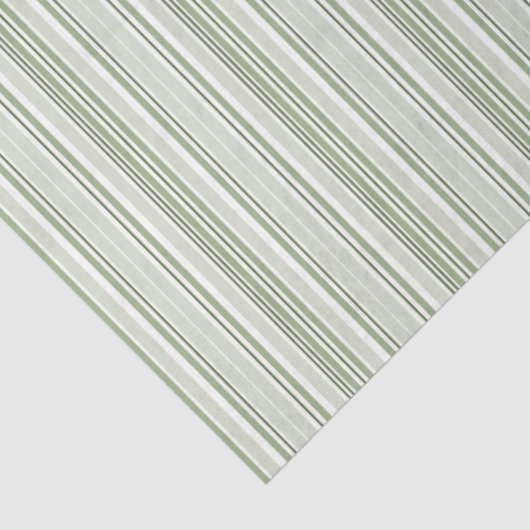 Sage (Light, Medium, Dark) & White Stripes Elegant 薄葉紙 (詳細)