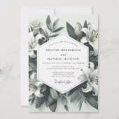 Sage Lily Botanical Romance Wedding 招待状 (正面)