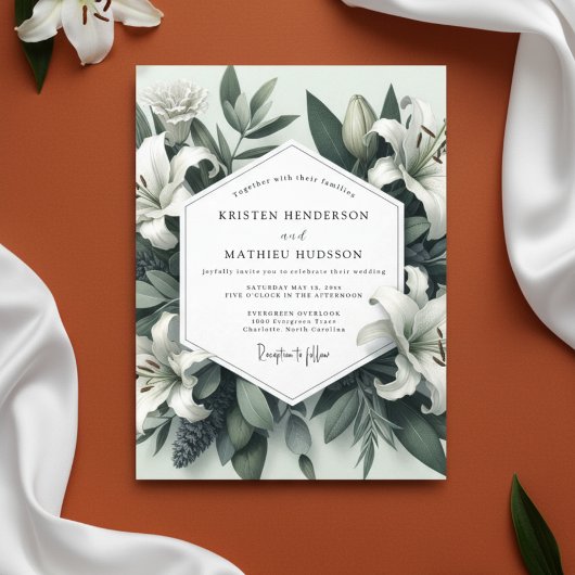 Sage Lily Botanical Romance Wedding 招待状