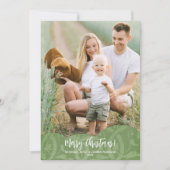 Sage Linen Filigreeフォトクリスマスホリデーカード シーズンカード (正面)