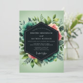 Sage Lush Botanical Wedding 招待状 (スタンド正面)