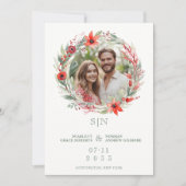 Sage Luxury Initials Floral Red Shades Round Photo 招待状 (正面)