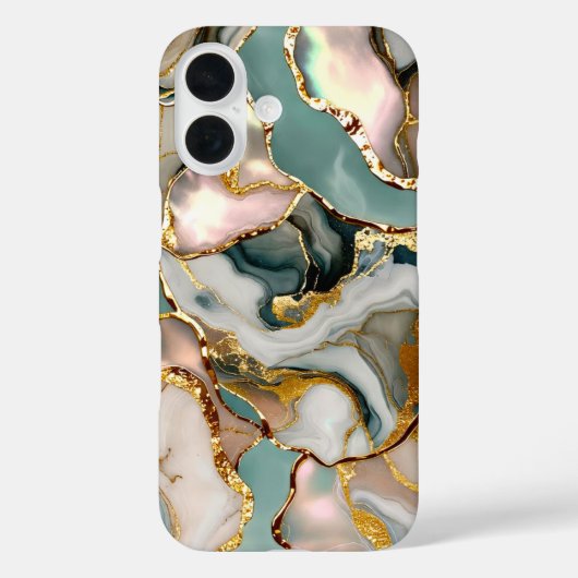 Sage Marble Phone Case Gold Abstract Luxury Case-Mate iPhoneケース (裏面)