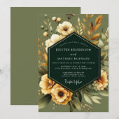 Sage Marigold Earthy Wedding 招待状 (正面/裏面)