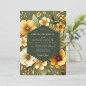 Sage Marigold Floral Wedding 招待状 (スタンド正面)