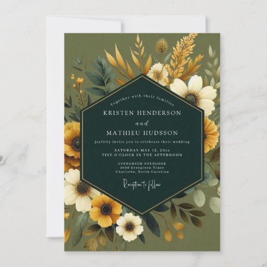 Sage Marigold Harvest Wedding 招待状 (正面)