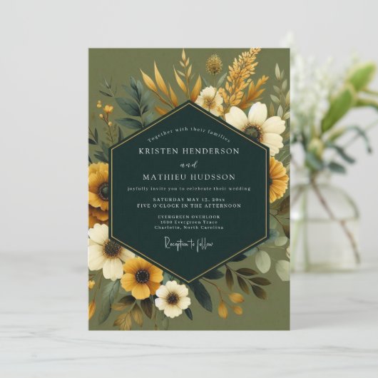 Sage Marigold Harvest Wedding 招待状 (スタンド正面)