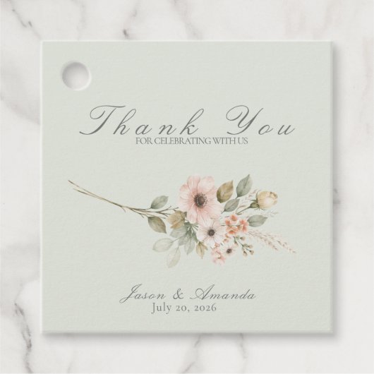 Sage Meadow Botanical Wedding Favor Tag フェイバータグ (正面)