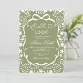 Sage Mexican Baby Shower Cielito Lindo  招待状 (スタンド正面)