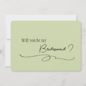 sage Minimal なカリグラフィーブライドメイドの提案 招待状 (正面)