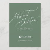 Sage Minimal Script Merriest Christmas Company シーズンカード (正面)