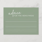 Sage Minimalistスクリプトブライダルシャワーアドバイスカード エンクロージャーカード (正面)