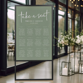Sage Minimalistスクリプトブライダルシャワーシーティングチャート ポスター