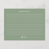 Sage Minimalistスクリプトブライダルシャワーレシピカード エンクロージャーカード (裏面)