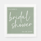 Sage Minimalistスクリプトブライダルシャワー スタンダードランチョンナプキン (正面)