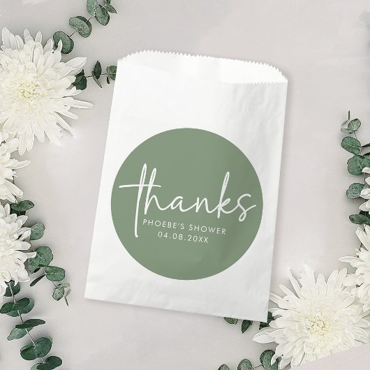 Sage Minimalistスクリプトブライダルシャワー フェイバーバッグ