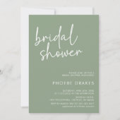 Sage Minimalistスクリプトブライダルシャワー 招待状 (正面)