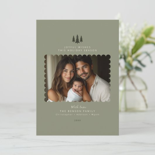 Sage Minimalist写真モダンクリスマスカード シーズンカード (スタンド正面)