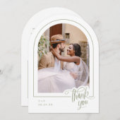 Sage Minimalist写真結婚のサンキューカード 招待状 (正面/裏面)