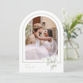 Sage Minimalist写真結婚のサンキューカード 招待状 (スタンド正面)