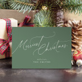 Sage Minimalist Elegant Script Merriest Christmas シーズンカード