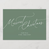 Sage Minimalist Elegant Script Merriest Christmas シーズンカード (正面)