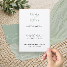 Sage Minimalist Wedding Invitation | QRコード 招待状