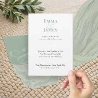 Sage Minimalist Wedding Invitation | QRコード 招待状