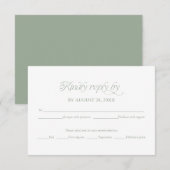 Sage Minimalist Wedding RSVP Elegant Reply Card (正面/裏面)