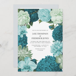 Sage Mint, Ocean Teal & Ice Bluebell Wedding 招待状