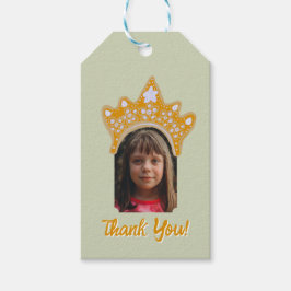 Sage Mist Princess Crown Floral Photo Birthday ギフトタグ