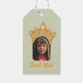 Sage Mist Princess Crown Floral Photo Birthday ギフトタグ (裏面)