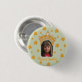 Sage Mist Princess Crown Floral Photo Birthday 缶バッジ (正面&裏面)