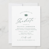 Sage Modern Calligraphy Simple Photo Graduation 招待状 (正面)