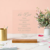 Sage Modern Minimalist The Bar Wedding Menu Sign アクリルサイン (ウェディング)