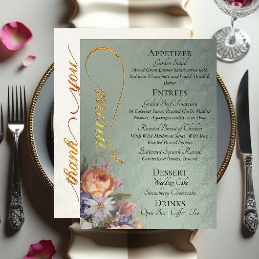 Sage - Monogram, Wildflowers & Thank You  メニュー