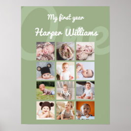 Sage Monthly Photoベビー1st Birthday ポスター