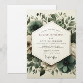 Sage Moody Anemone Wedding 招待状 (正面/裏面)