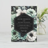 Sage Moody Floral Wedding 招待状 (スタンド正面)