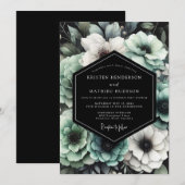 Sage Moody Floral Wedding 招待状 (正面/裏面)